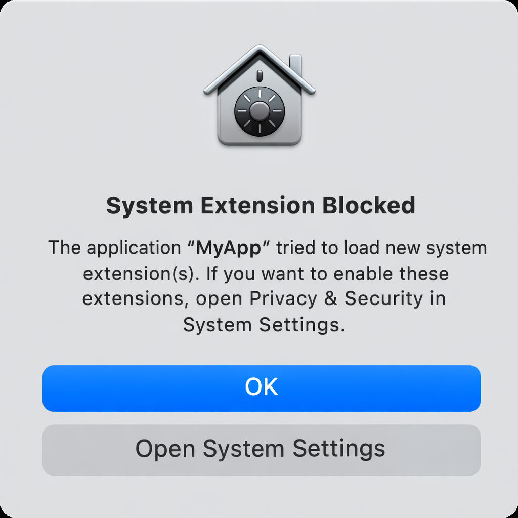 System Extension Pop Up